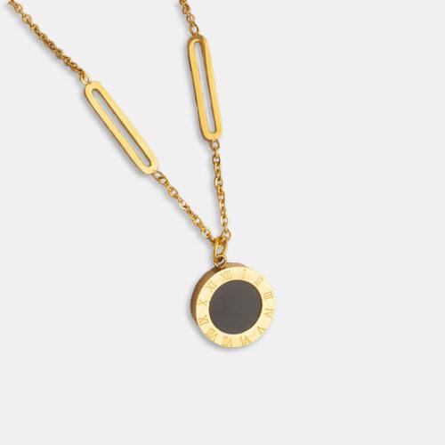 Double-sided round titanium necklace