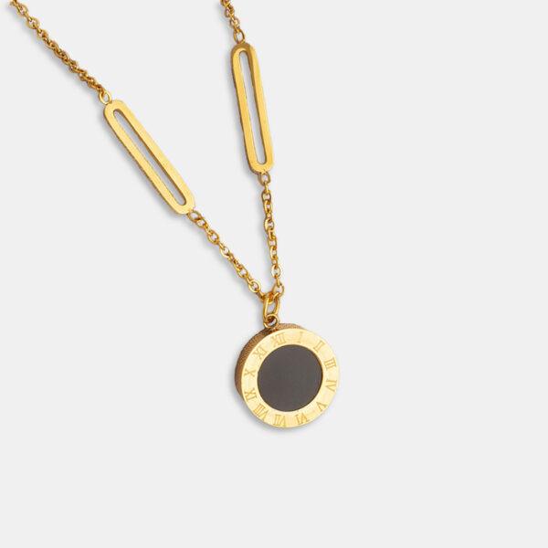 Double-sided round titanium necklace