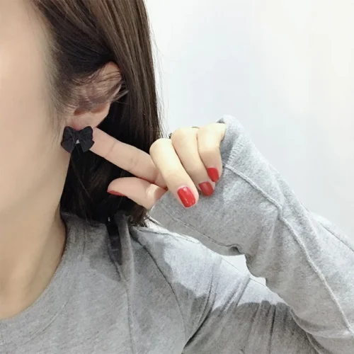 Matte painted bow earrings