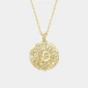 Engraved Coin Pendant Necklace