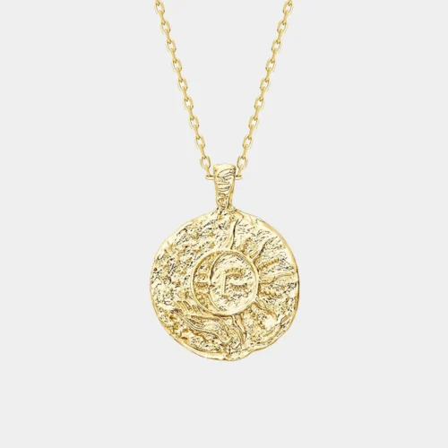 Engraved Coin Pendant Necklace