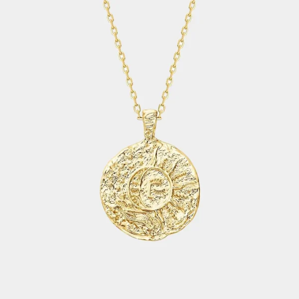 Engraved Coin Pendant Necklace