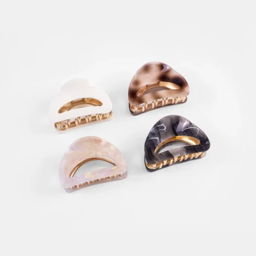 1-Pack Women's Acetate Hair Claw Clip - Medium Size Minimalist Leopard Print, Tie-Dye & Solid Color Hair Clips