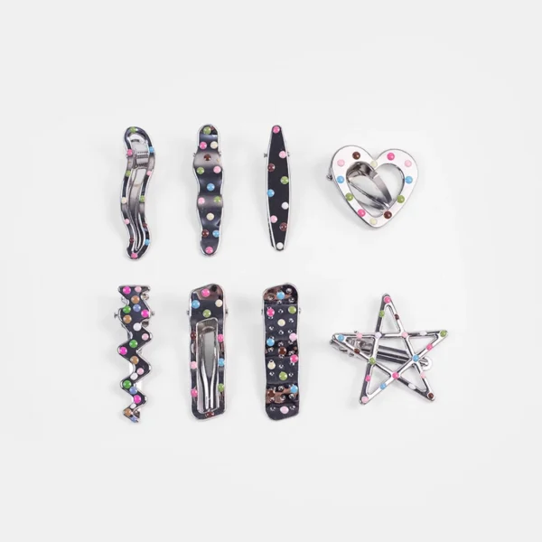 8 Sets Of y2k Style Star Shaped Love Hair Clips, Hair Accessories, Party Costumes, Delivery Of Gifts For Women